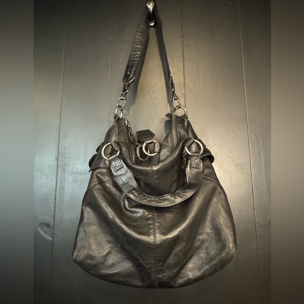 Vintage Andrew Marc Black Leather Shoulder Bag